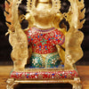 Brass Ganesh Sitting With Rat frame, Golden & Stone Work, 20"