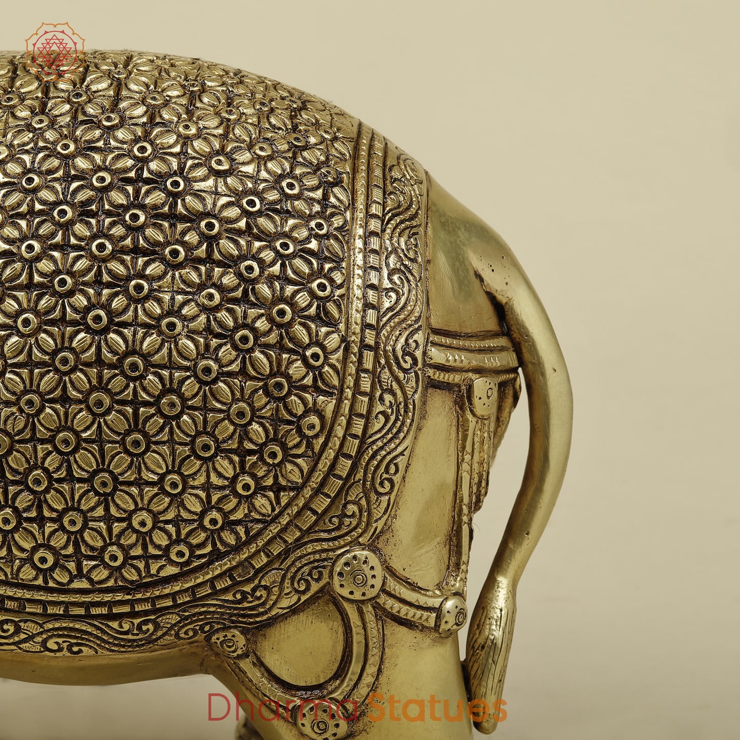 Brass Elephant, Fine Golden Finish, 13"