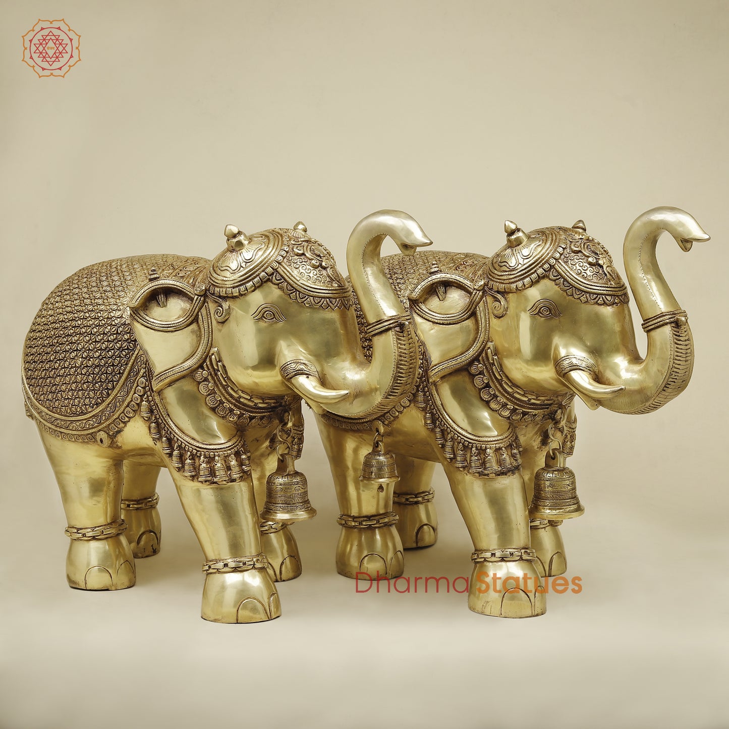 Brass Elephant, Fine Golden Finish, 19" (PAIR)