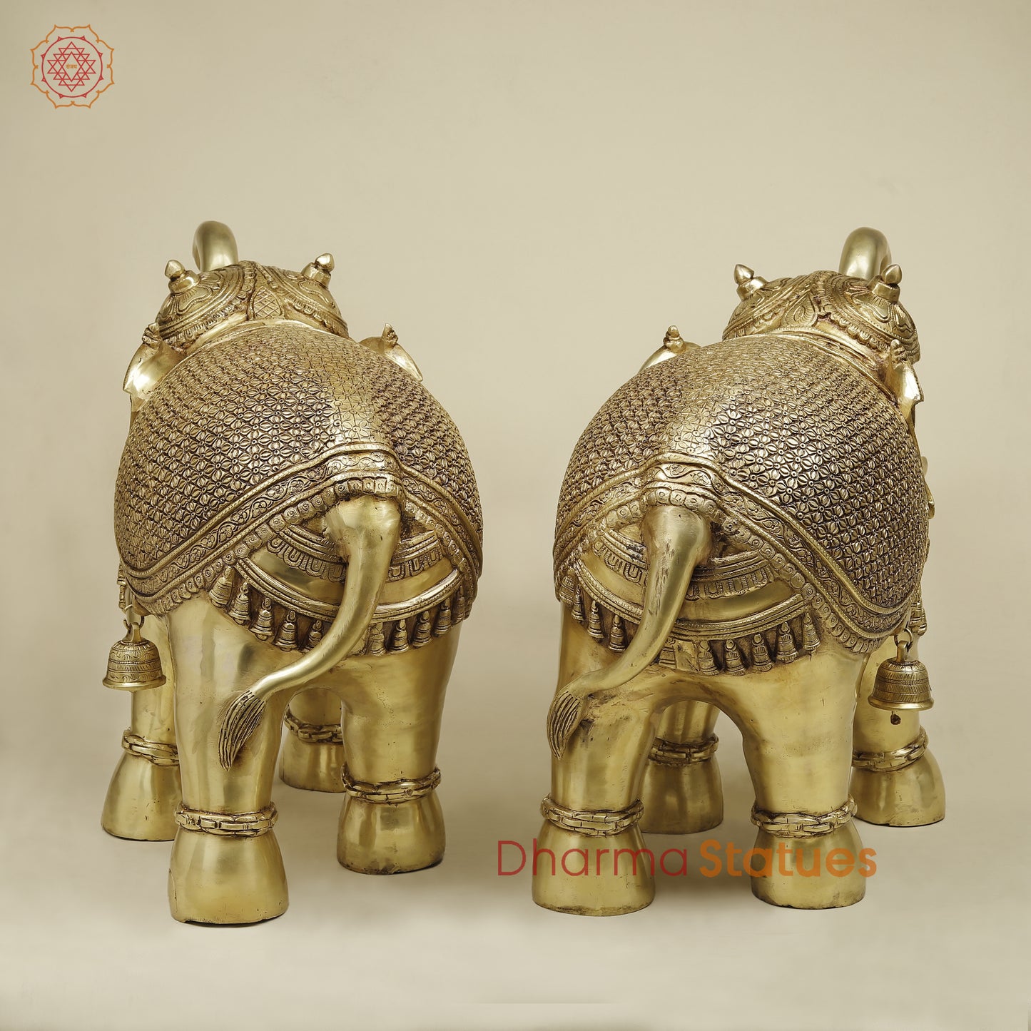 Brass Elephant, Fine Golden Finish, 19" (PAIR)