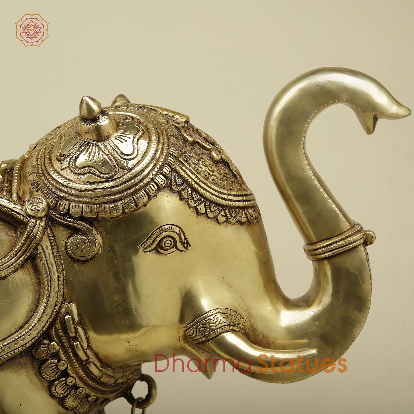 Brass Elephant, Fine Golden Finish, 19" (PAIR)