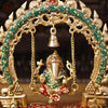 Brass Ganesh Jhula on Swing with Bell, stone work, 15"