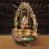 Brass Ganesh Urli With Swing, Golden finish with Stone Work, 20"