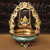 Brass Ganesh Urli With Swing, Golden finish with Stone Work, 20"