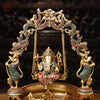 Brass Ganesh Urli With Swing, Golden finish with Stone Work, 20"