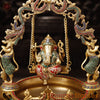 Brass Ganesh Urli With Swing, Golden finish with Stone Work, 20"