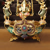 Brass Ganesh Urli With Swing, Golden finish with Stone Work, 20"