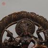 Brass Durga Mahishasur with Frame, Copper Finish, 12.5"