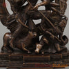 Brass Durga Mahishasur with Frame, Copper Finish, 12.5"