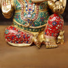 Brass Ganesh Sitting With Turban, Fine Stone Work 21"