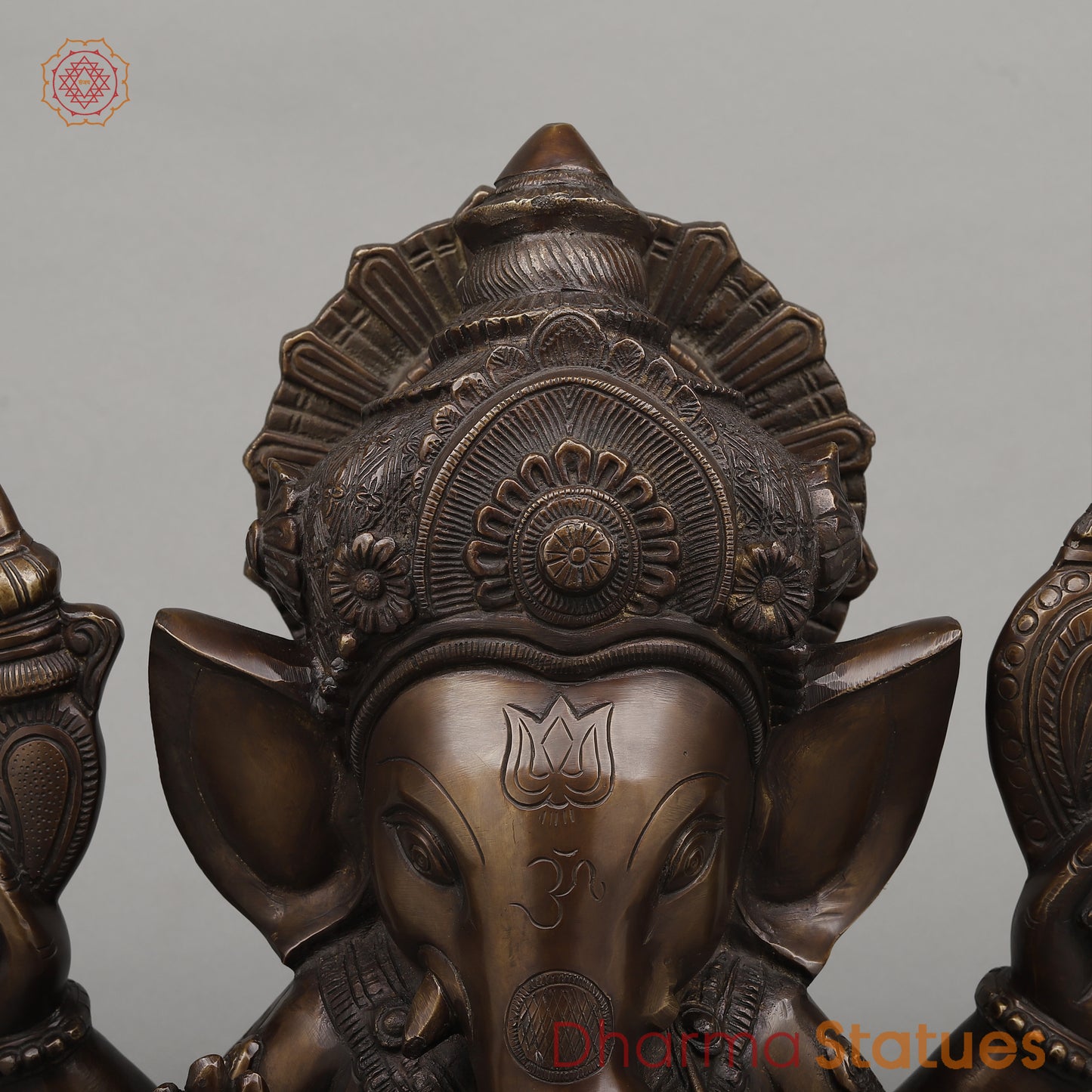 Brass Ganesh seated in Blessing Posture, Copper Finish, 14.5"