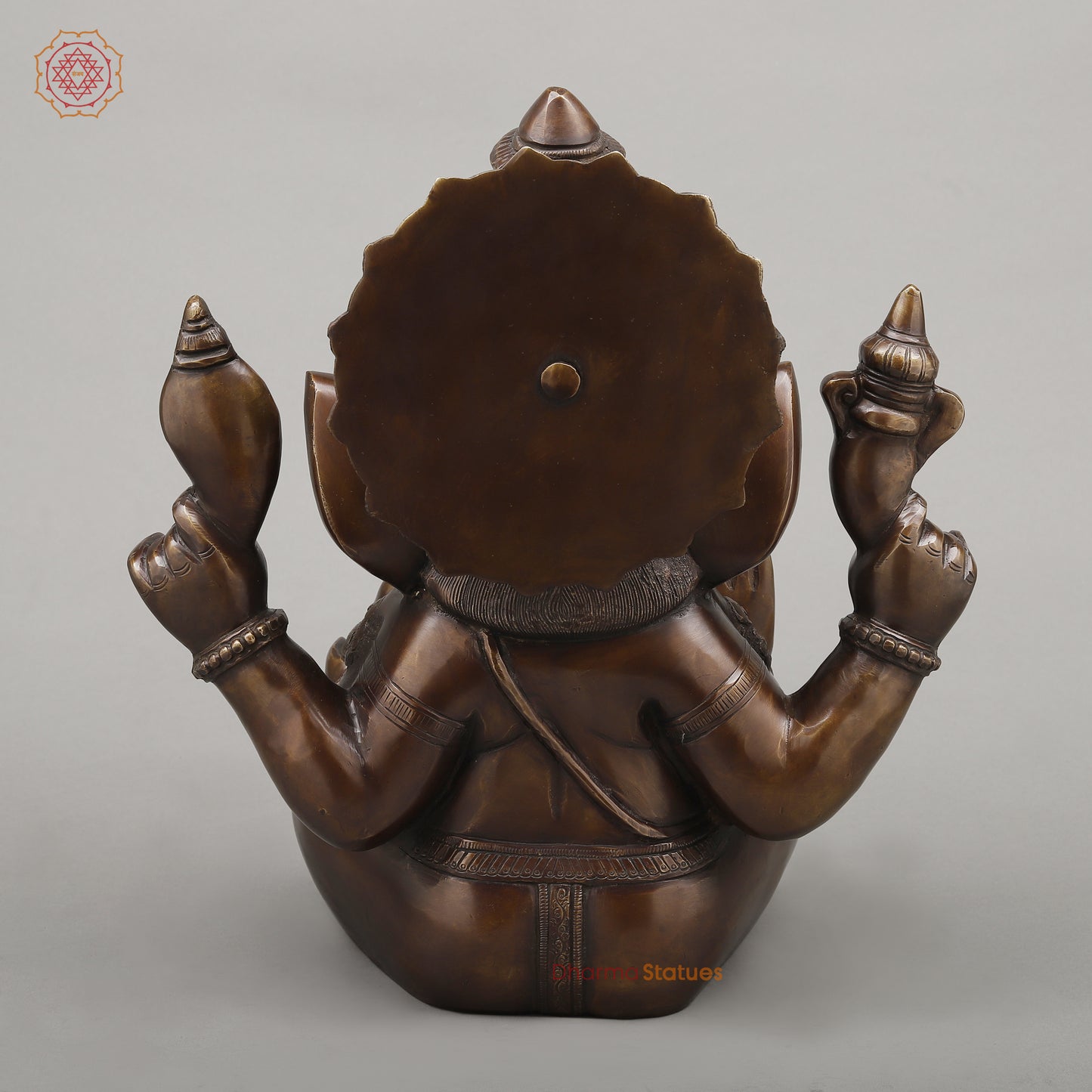 Brass Ganesh seated in Blessing Posture, Copper Finish, 14.5"