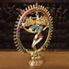 Brass Natraj Idol, Heritage Craftsmanship, Golden Glory with Stone work 16.5"