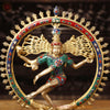 Brass Natraj Idol, Heritage Craftsmanship, Golden Glory with Stone work 16.5"