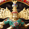 Brass Natraj Idol, Heritage Craftsmanship, Golden Glory with Stone work 16.5"