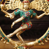 Brass Natraj Idol, Heritage Craftsmanship, Golden Glory with Stone work 16.5"