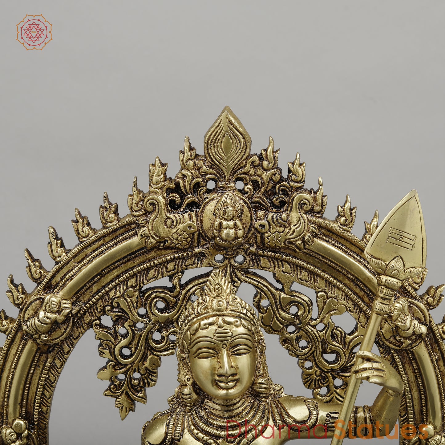 Brass Kartik with Peacock & Frame, Golden Finish, 16.5"