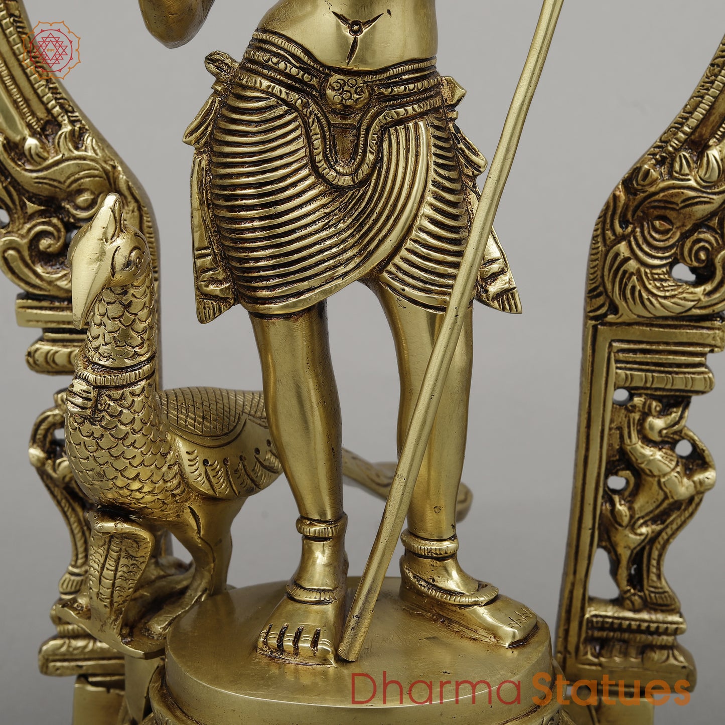 Brass Kartik with Peacock & Frame, Golden Finish, 16.5"