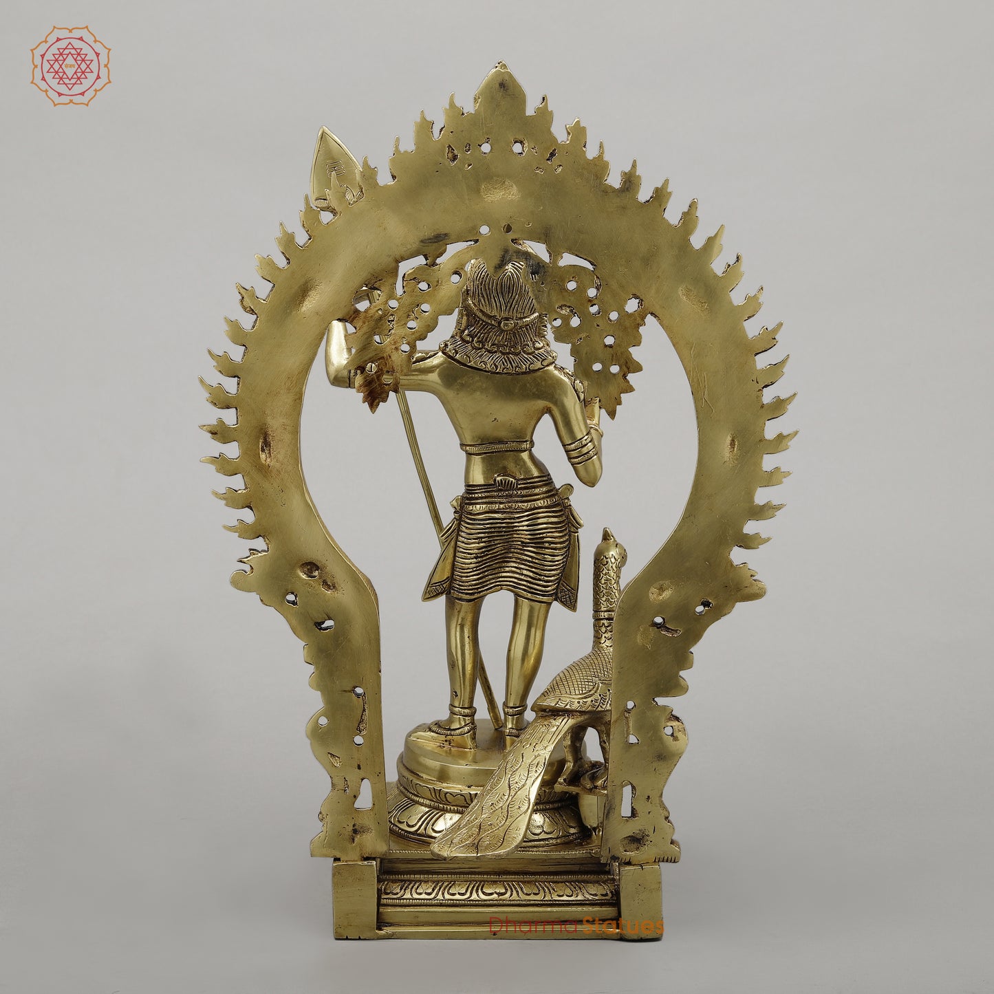 Brass Kartik with Peacock & Frame, Golden Finish, 16.5"