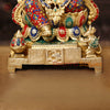 Brass Ganesh Sitting on Chowki Pedestal With Fine(Stone Work) 24"