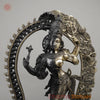 Brass Ardhanarishwara Standing with Frame, Shiv & Parvati as One, Deep Black & Smooth finish, 30"