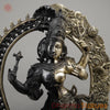 Brass Ardhanarishwara Standing with Frame, Shiv & Parvati as One, Deep Black & Smooth finish, 30"