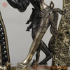 Brass Ardhanarishwara Standing with Frame, Shiv & Parvati as One, Deep Black & Smooth finish, 30"