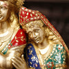 Brass Radha Krishna Statue, Celestial Love, Golden Finish & Stone Work, 23"