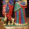 Brass Radha Krishna Statue, Celestial Love, Golden Finish & Stone Work, 23"