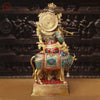 Brass Lord Krishna Idol with Cow, Playing Flute, Golden & Stone Work, 26"