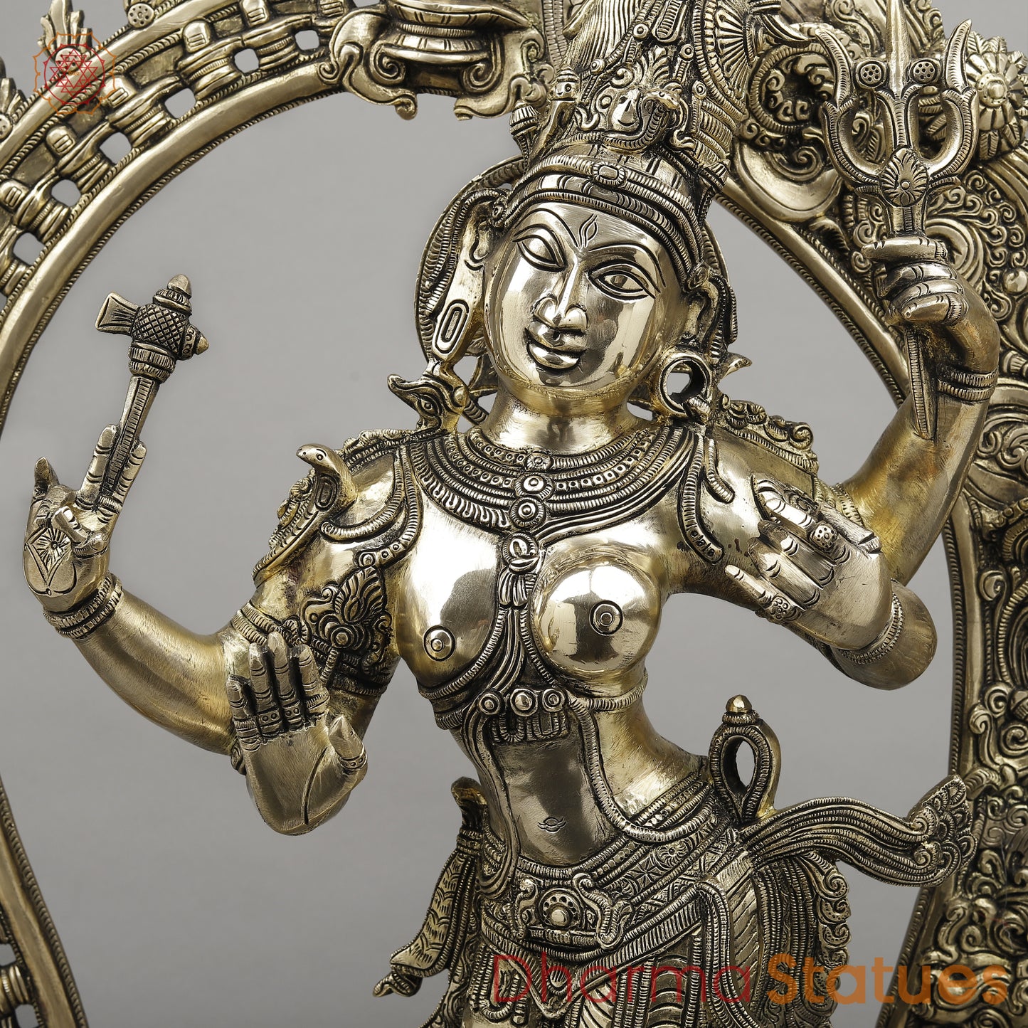 Brass Ardhanarishvara with Frame, Fine Smooth Finish, 30"