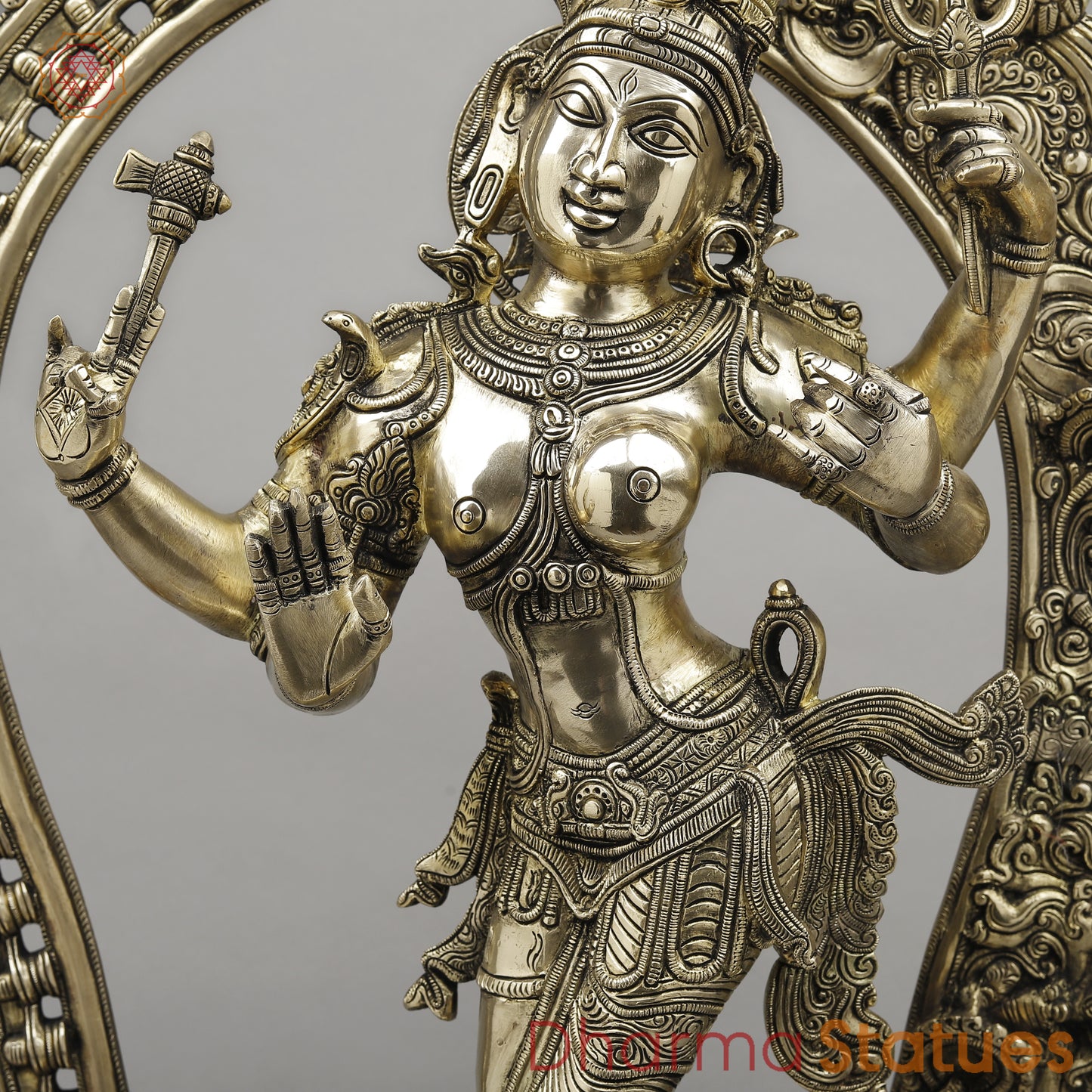 Brass Ardhanarishvara with Frame, Fine Smooth Finish, 30"
