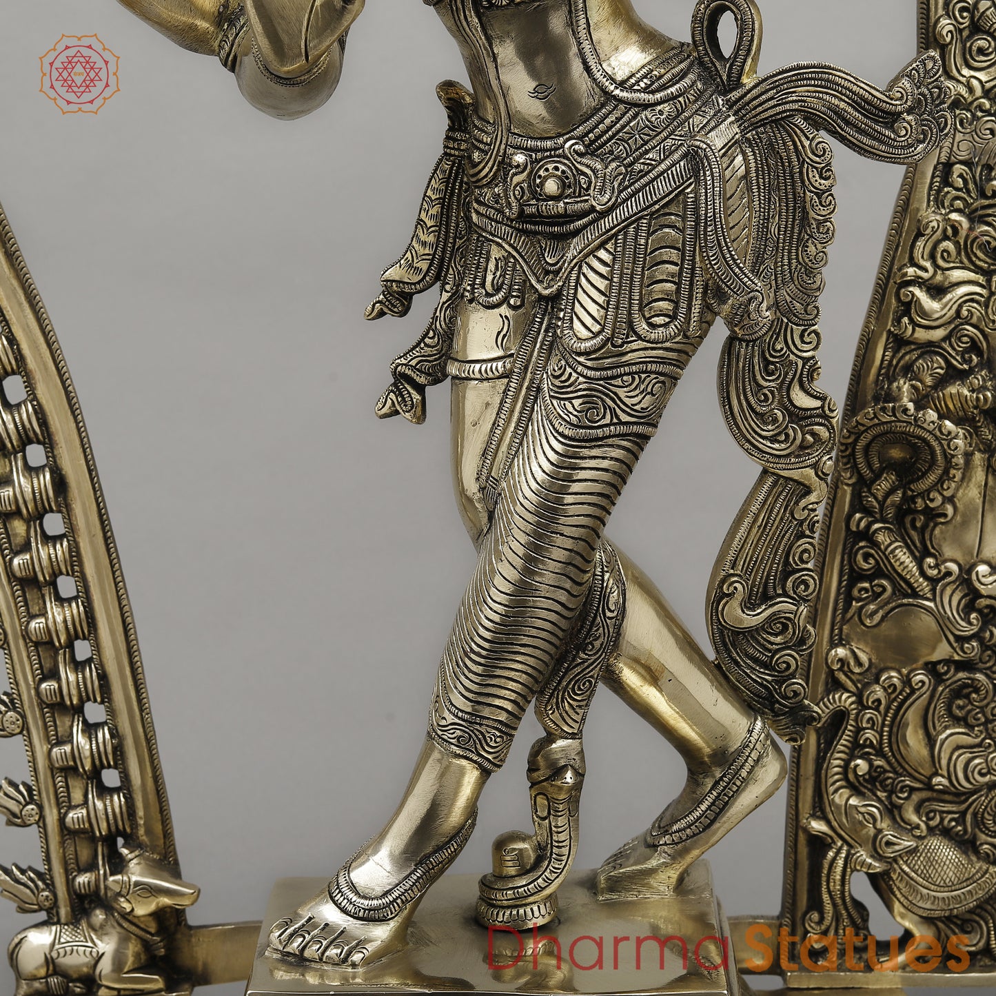 Brass Ardhanarishvara with Frame, Fine Smooth Finish, 30"