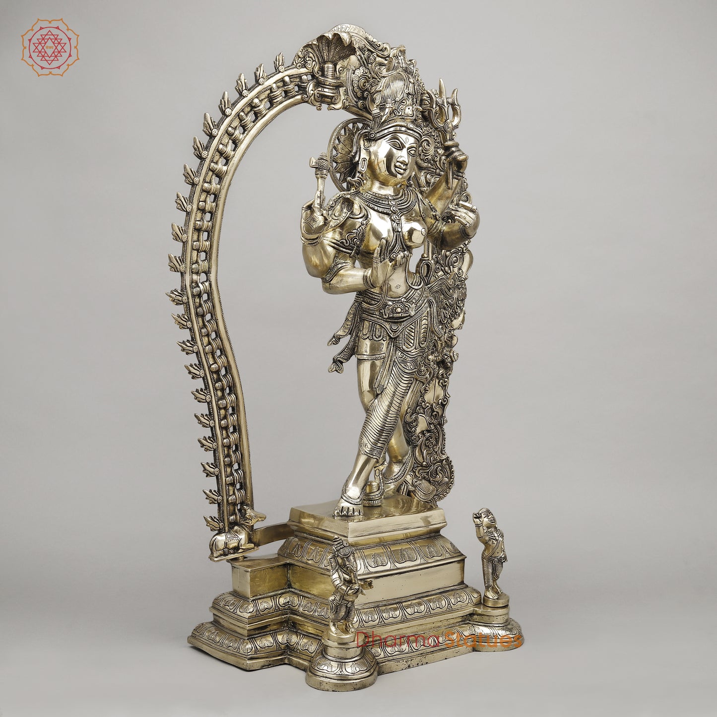 Brass Ardhanarishvara with Frame, Fine Smooth Finish, 30"