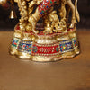 Brass Lord Krishna Idol with Cow, Playing Flute, Golden & Stone Work, 26"