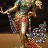 Brass Tara Statue, Adorned with Intricate Stone Work with Golden Finish 15"