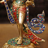 Brass Tara Statue, Adorned with Intricate Stone Work with Golden Finish 15"