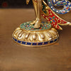 Brass Tara Statue, Adorned with Intricate Stone Work with Golden Finish 15"