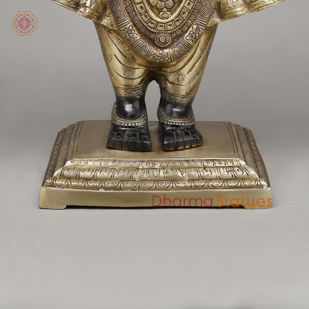 Brass Srinath Ji Standing, Golden & Black& Smooth Finish, 32"