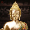 Brass Buddha Idol, Seated with Medicine Bowl, Fine Stone & Gold Finish 19"