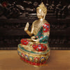 Brass Buddha Seated In Blessing Posture with Stone Work 20.5"