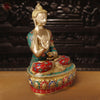 Brass Buddha Seated In Blessing Posture with Stone Work 20.5"