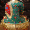 Brass Buddha Seated In Blessing Posture with Stone Work 20.5"