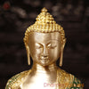 Brass Buddha Statue, seated, fine Golden and stone work 15"