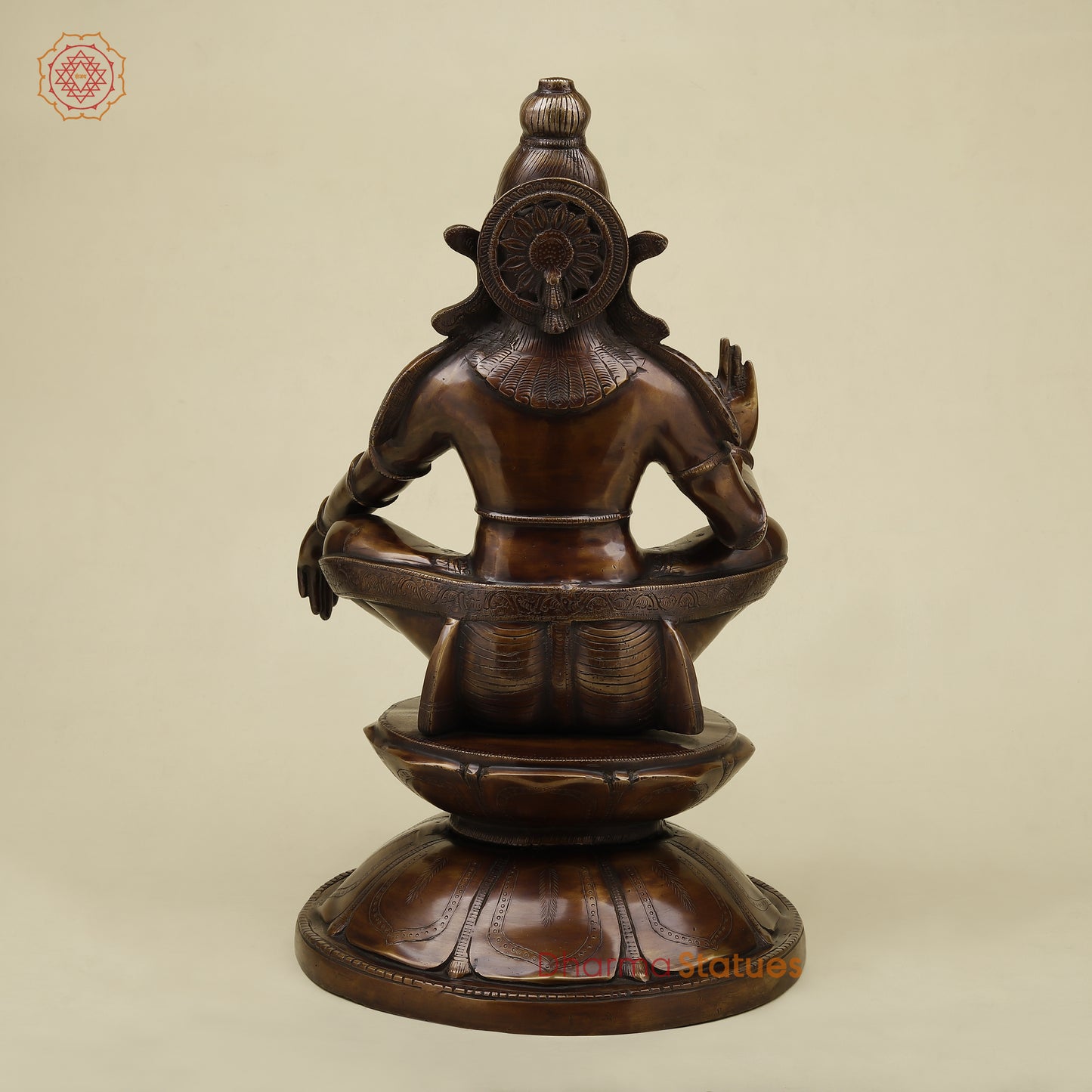 Brass Ayyappan in Blessing Posture, Copper Finish, 23"