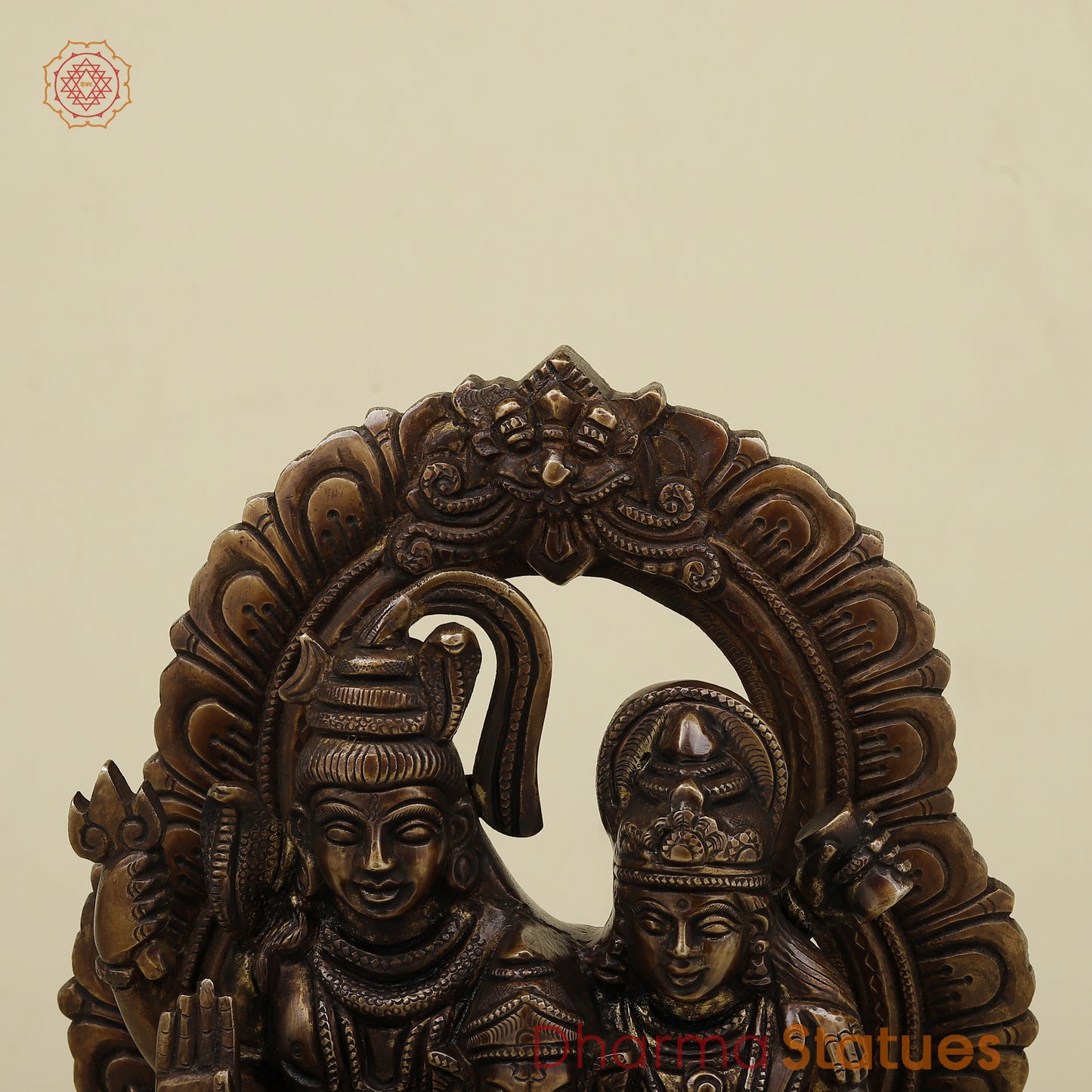 Brass Shiva Parivar Pedestal Sculpture, Copper Finish, 12"