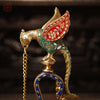 Brass Parrot Lamp, Brass Diya Pair With Stone Detailing 24"