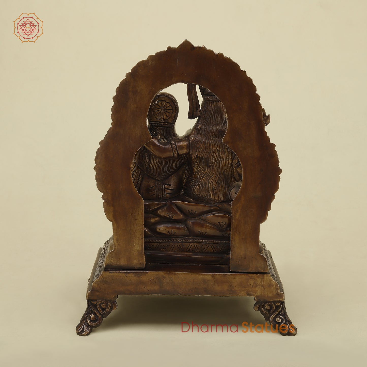 Brass Shiva Parivar Pedestal Sculpture, Copper Finish, 12"