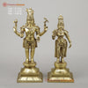 Brass Shiva & Parvati Standing on Pedestal, Fine Golden Finish, 18"