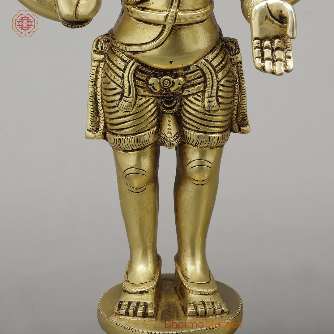 Brass Shiva & Parvati Standing on Pedestal, Fine Golden Finish, 18"